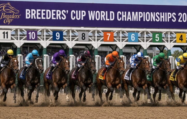 Breeders' Cup Classic 2026 favorite Forever Young galloping on the dirt at Keeneland