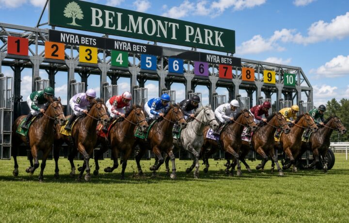 Empire Showcase Day at Belmont Park with New York bred thoroughbreds on the main track