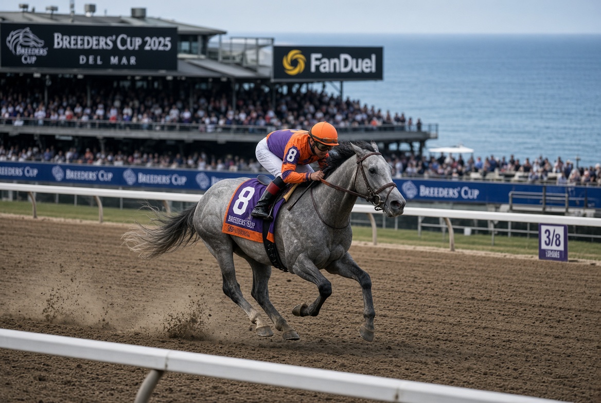 Breeders' Cup Juvenile 2026 favorite Hughes winning the American Pharoah Stakes at Santa Anita