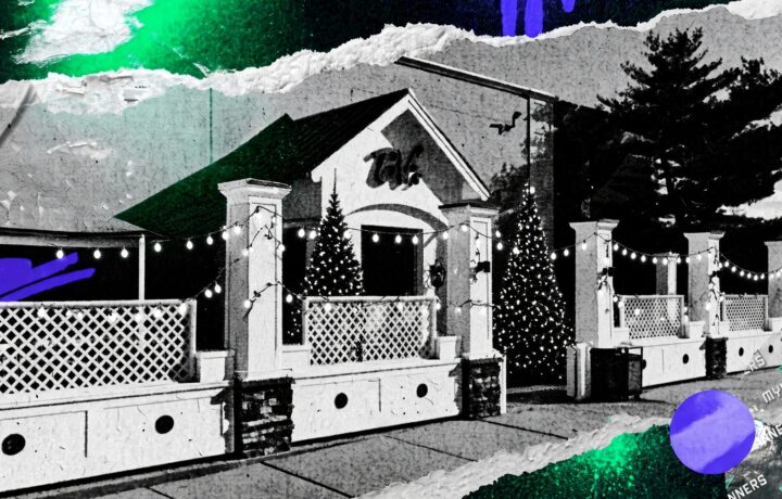 Holiday party venues near Hartford at Bobby V's Windsor Locks, with the 17 foot LED screen behind the bar.